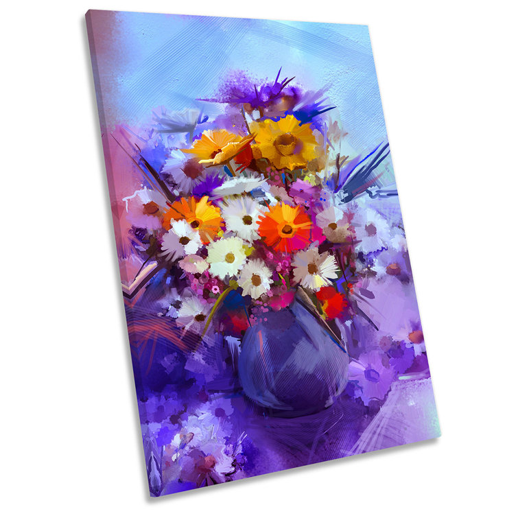 Brambly Cottage X7937 Purple Flower Vase Floral Wrapped Canvas